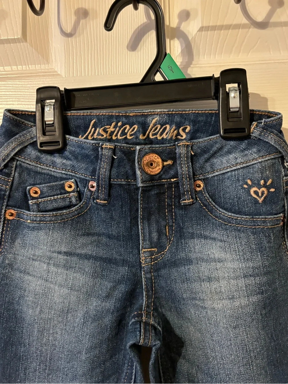 Justice Dark Blue Denim Jeans with Copper Accents - Girls 6R